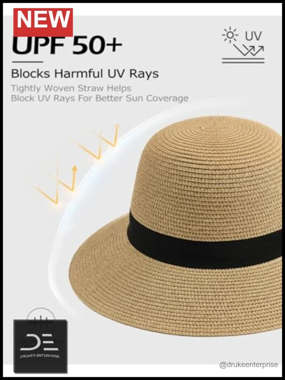 Women's Wide Brim Straw Sun Hat UPF 50+ Floppy Beach Hat Travel Vacation Outdoor